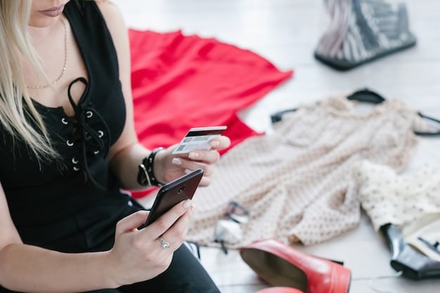 A close-up shot of a woman's hands browsing through an online clothing store on a tablet while sitting comfortably on her couch at home in Madrid. The screen shows various options for comfortable and eco-friendly loungewear. The lighting is soft and inviting, suggesting a relaxed shopping experience.