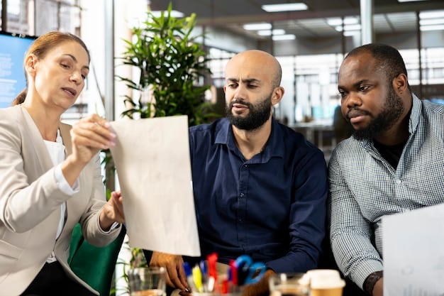 A group of diverse business people discussing a project, symbolizing the collaborative effort needed to access and utilize Next Generation EU funds effectively.