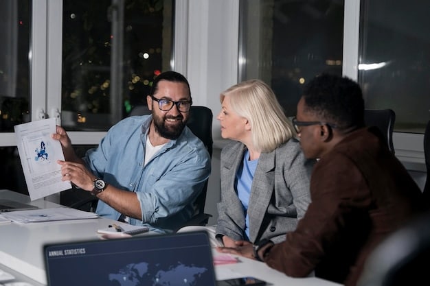 A group of business people strategizing around a table, discussing how to manage potential financial risks due to rising interest rates.
