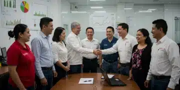 Emprendedores mexicanos celebrando acceso a ayudas estatales y financiamiento para PYMES en 2025.