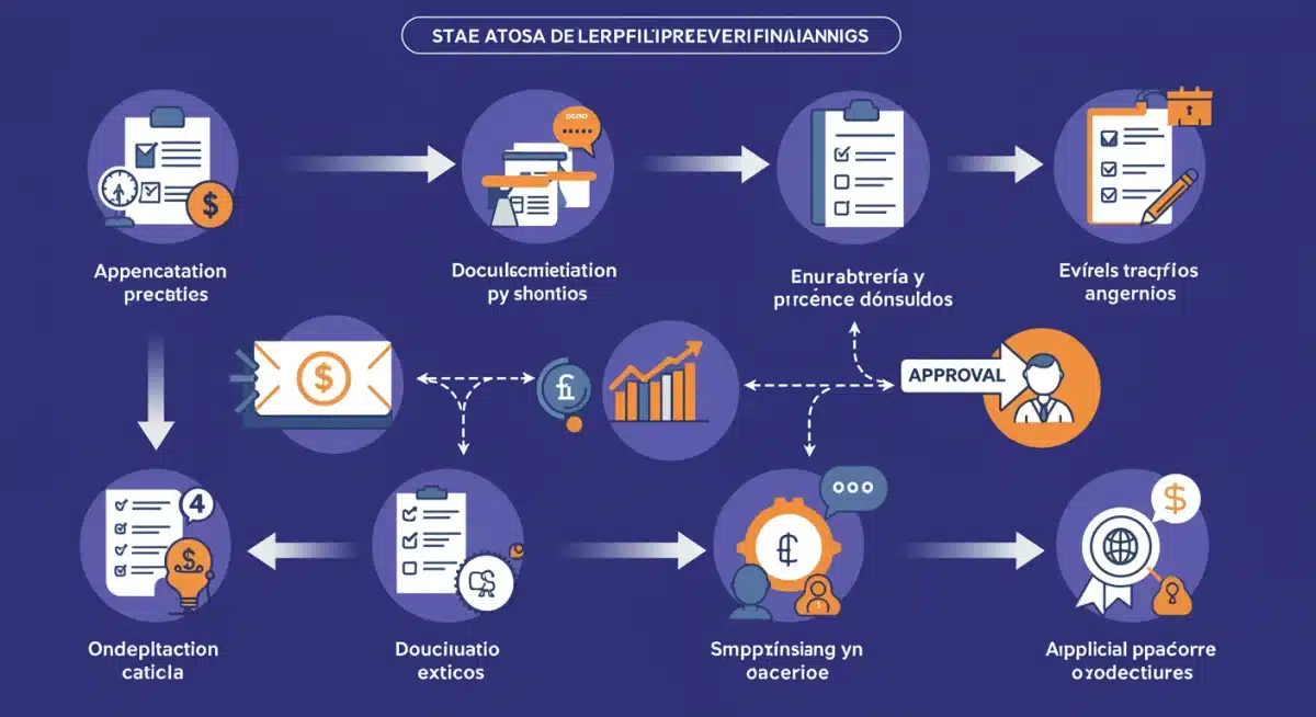 Infografía detallada del proceso de solicitud de ayudas estatales para PYMES en México.