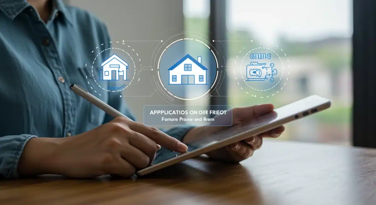 Persona llenando solicitud digital para ayudas de vivienda 2025, ilustrando el proceso simplificado