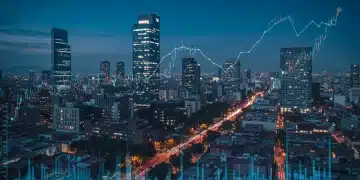 Panorama urbano de Ciudad de México al anochecer, reflejando el dinamismo económico y las proyecciones de crecimiento para 2025.