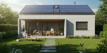 Hogar moderno con paneles solares en México, simbolizando el ahorro en la factura de luz gracias a subvenciones energéticas federales.