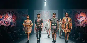 Modelos desfilando en la pasarela de moda mexicana de enero de 2025, mostrando atuendos urbanos innovadores con toques culturales.
