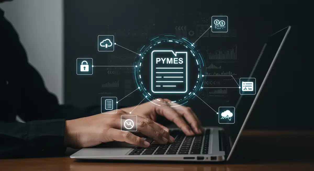 Persona gestionando facturación electrónica y cumplimiento fiscal en una laptop