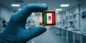Microchip avanzado simbolizando la Convocatoria 2026 de ayudas federales para el desarrollo tecnológico en México.