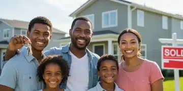 Familia feliz frente a su nueva casa gracias al subsidio federal de vivienda 2026