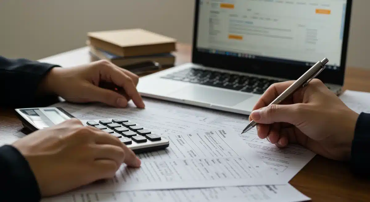 Persona llenando formularios para solicitar el subsidio federal de vivienda, proceso de solicitud