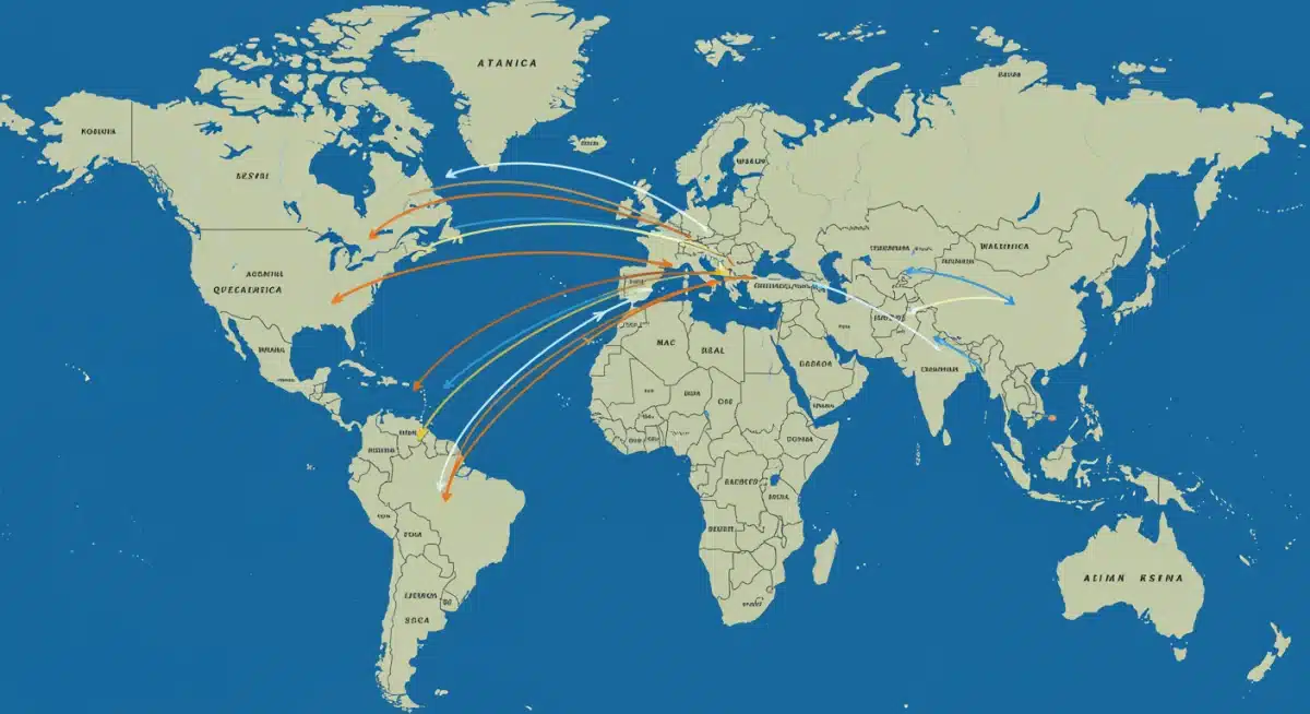 Mapa dinámico de rutas comerciales de México con sus principales socios