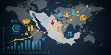 Gráfico futurista del superávit de la balanza comercial de México en 2026