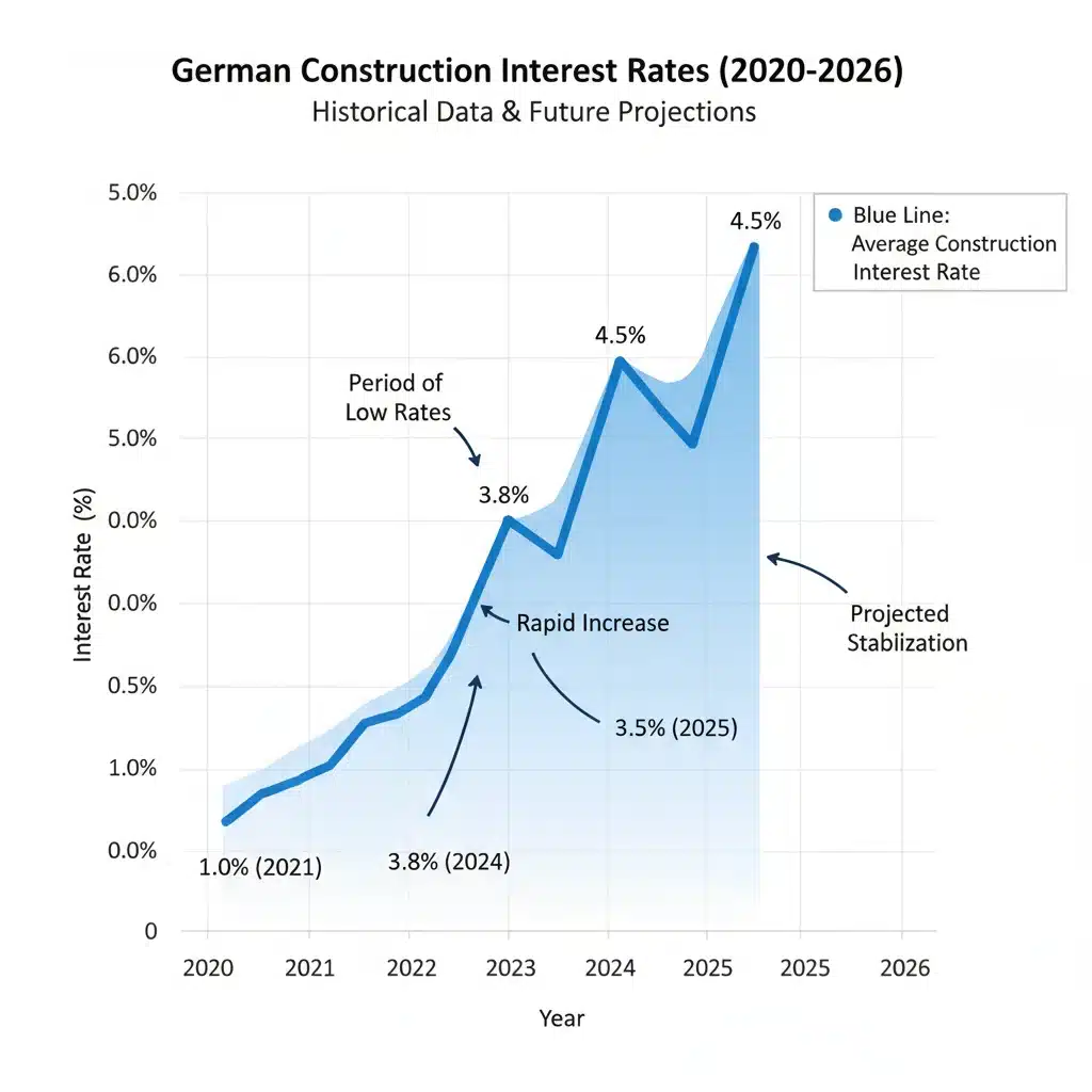 Historische und prognostizierte Entwicklung der Bauzinsen in Deutschland bis 2026