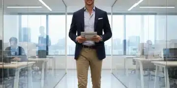 Stylischer Mann im Business-Casual-Look im modernen Büro