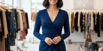 Elegante Frau in figurschmeichelndem Wickelkleid