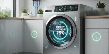 Futuristische Waschmaschine, die Energieeinsparungen von 40% anzeigt