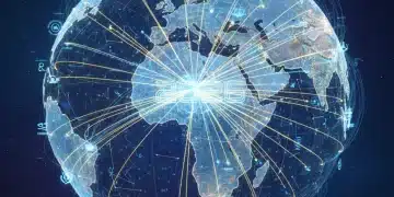 Globale Handelsrouten und eine Weltkarte, die die internationalen Beziehungen und Handelsströme im Jahr 2026 symbolisiert.