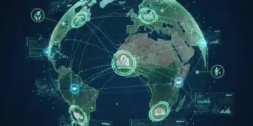Ein globales Lieferkettennetzwerk, das Transparenz und Nachhaltigkeit symbolisiert.