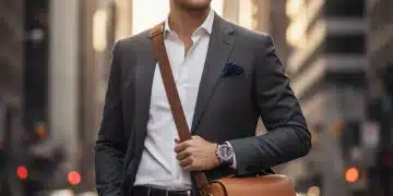 Mann mit stilvollen Herren-Accessoires 2026: Uhr, Gürtel, Sonnenbrille, Tasche in urbaner Umgebung