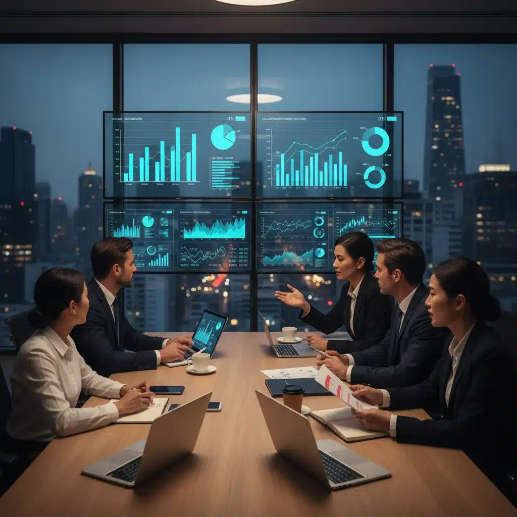 Geschäftsleute bei einer Besprechung, die Investitionsstrategien im Inflationsumfeld diskutieren.