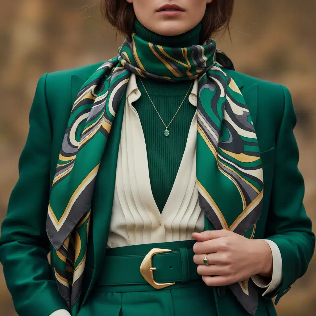 Detailaufnahme eines Outfits mit integriertem Farbtrend 2026