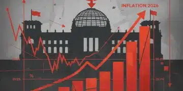 Grafik: Rezessionsrisiko Deutschland 2026 mit fallenden Wirtschaftskurven und steigender Inflation