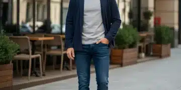 Mann in stylischer Herren-Casual-Wear 2026, kombiniert Komfort und Eleganz.