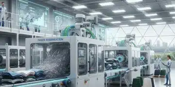 Moderne Textilrecyclinganlage in Deutschland, die Stoffe für nachhaltige Mode verarbeitet.