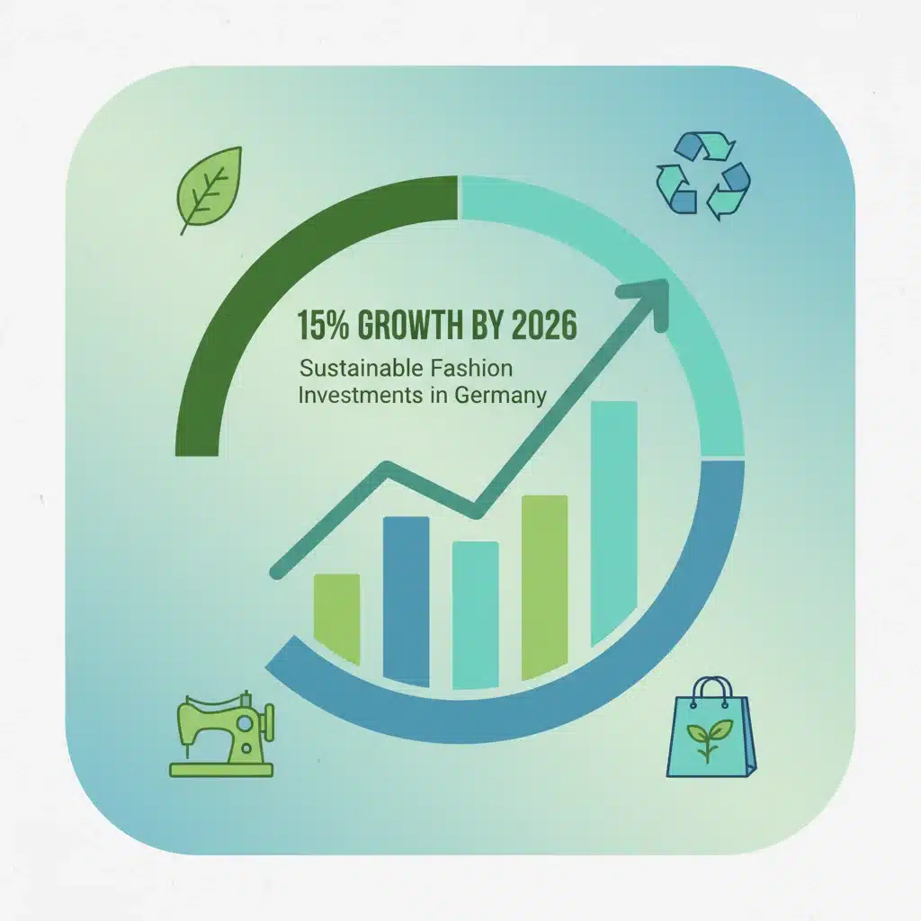 Infografik zum Wachstum von Investitionen in nachhaltige Mode in Deutschland bis 2026