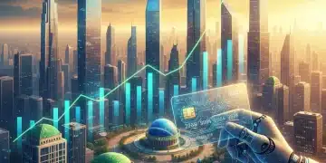 Cenário financeiro brasileiro em 2026 com gráficos de crescimento e cartão de crédito.