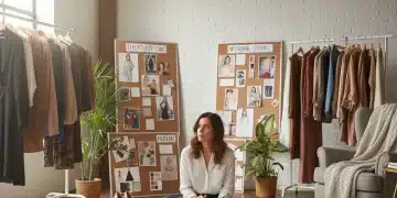 Mulher pensativa explorando elementos de moda para descobrir seu estilo pessoal autêntico.
