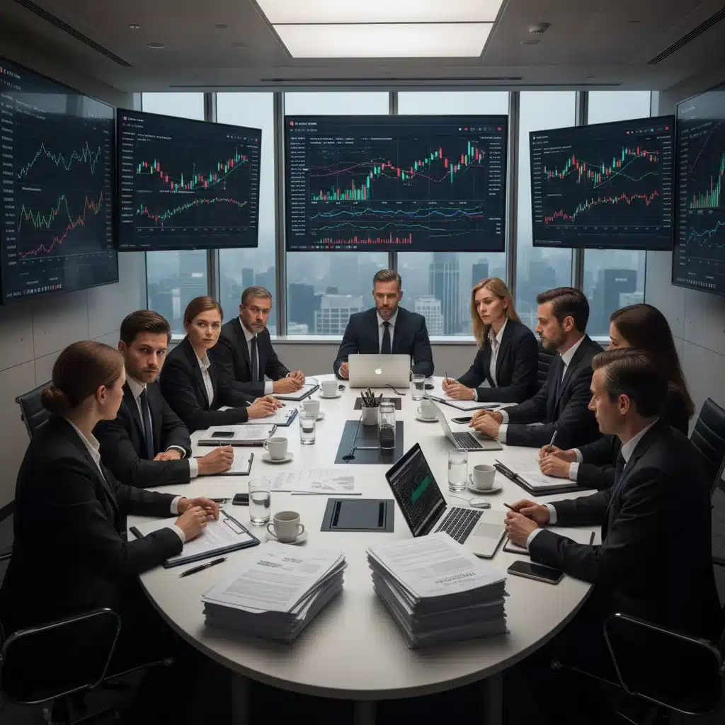 Economistas e formuladores de políticas públicas em reunião, discutindo gráficos financeiros e estratégias de gestão fiscal para o Brasil.