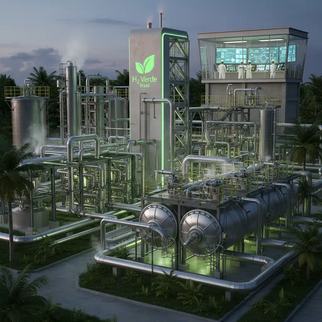 Infraestrutura de produção e distribuição de hidrogênio verde no Brasil.