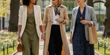 Moda para Todas as Idades em 2026: 7 Dicas para um Estilo Atemporal e Atual Mulheres de diferentes idades com roupas elegantes e atemporais em um parque, representando a moda para todas as fases da vida.