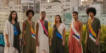 Moda Sem Gênero: Marcas Brasileiras Liderando o Movimento em 2026 Pessoas diversas vestindo roupas de moda sem gênero de marcas brasileiras em cenário urbano futurista 2026.