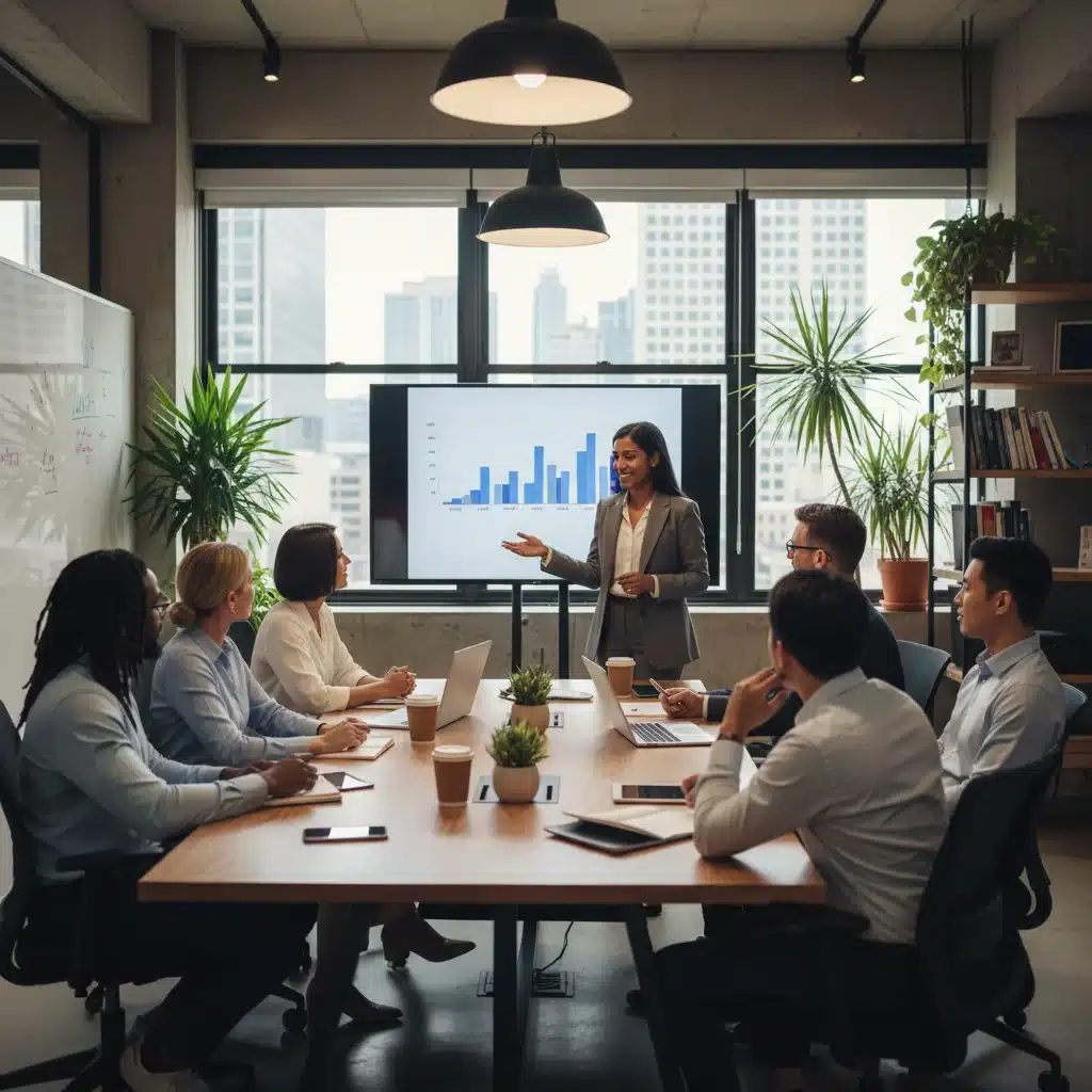 Grupo de profissionais interagindo em um espaço de coworking, simbolizando a importância do networking para o branding pessoal.