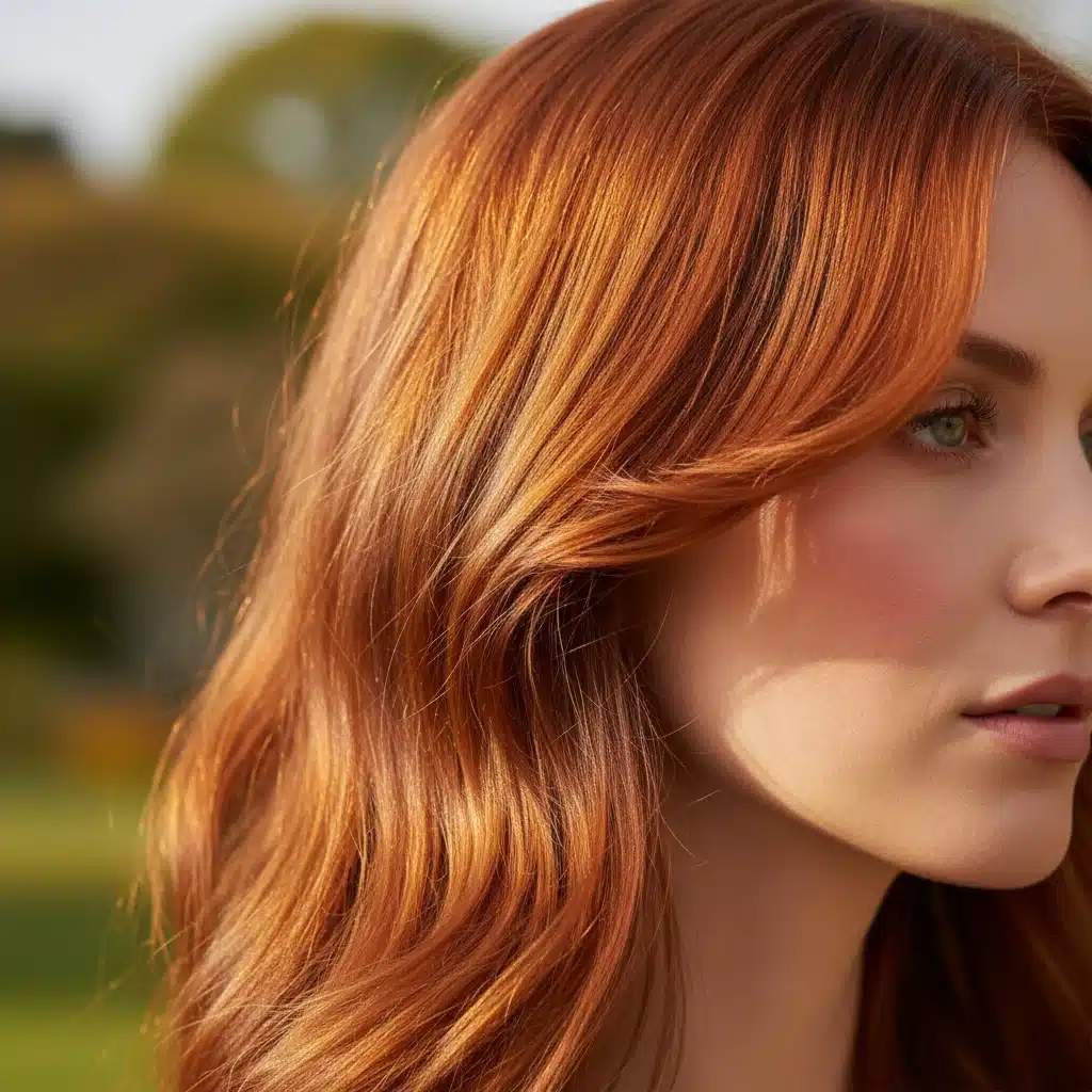 Corte em camadas para emoldurar o rosto com coloração ruiva acobreada.