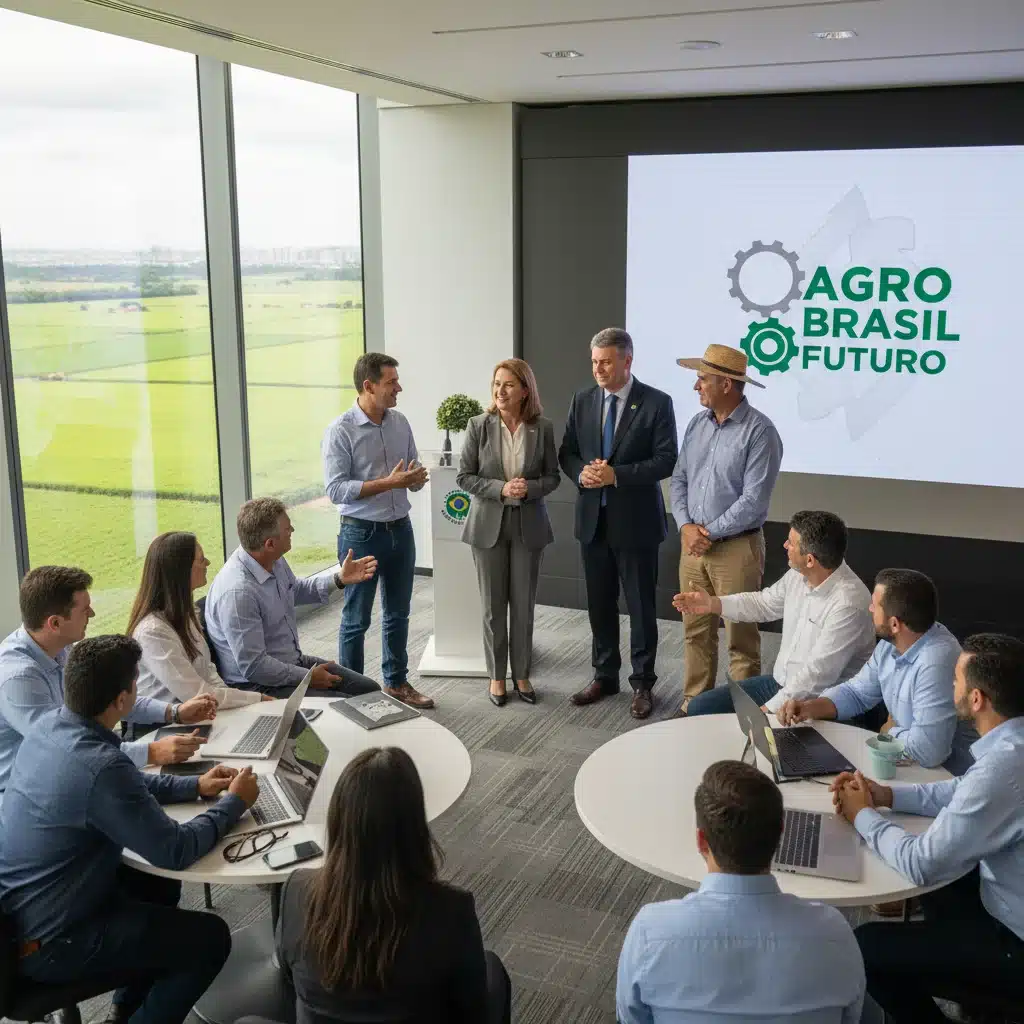 Representantes do agronegócio brasileiro discutindo estratégias para o futuro do setor.