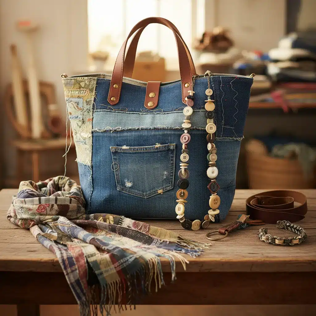 Accessoires de mode créatifs fabriqués à partir de matériaux upcyclés.