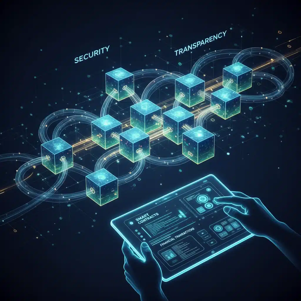 Représentation visuelle de la technologie blockchain et des contrats intelligents