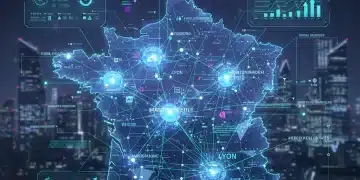 Carte stylisée de la France avec réseaux numériques, symbolisant l'impact économique du numérique en 2026.