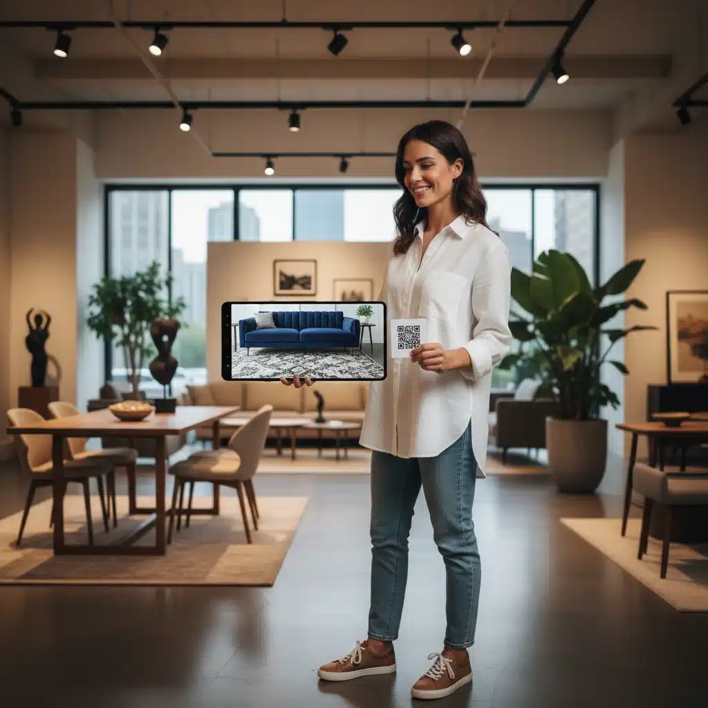 Client utilisant la réalité augmentée pour visualiser des produits en magasin