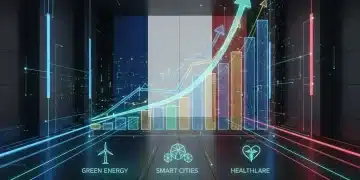 Graphiques de croissance économique futuriste en France, symbolisant les opportunités d'investissement en 2026.