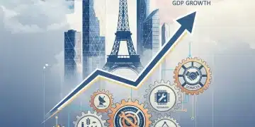 Croissance PIB France T1 2026 : Secteurs Moteurs et Perspectives Économiques Graphique stylisé de la croissance du PIB français au premier trimestre 2026 avec symboles des secteurs économiques.