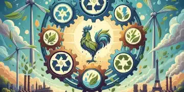Illustration de l'économie circulaire en France, symbolisant l'innovation durable et le recyclage.