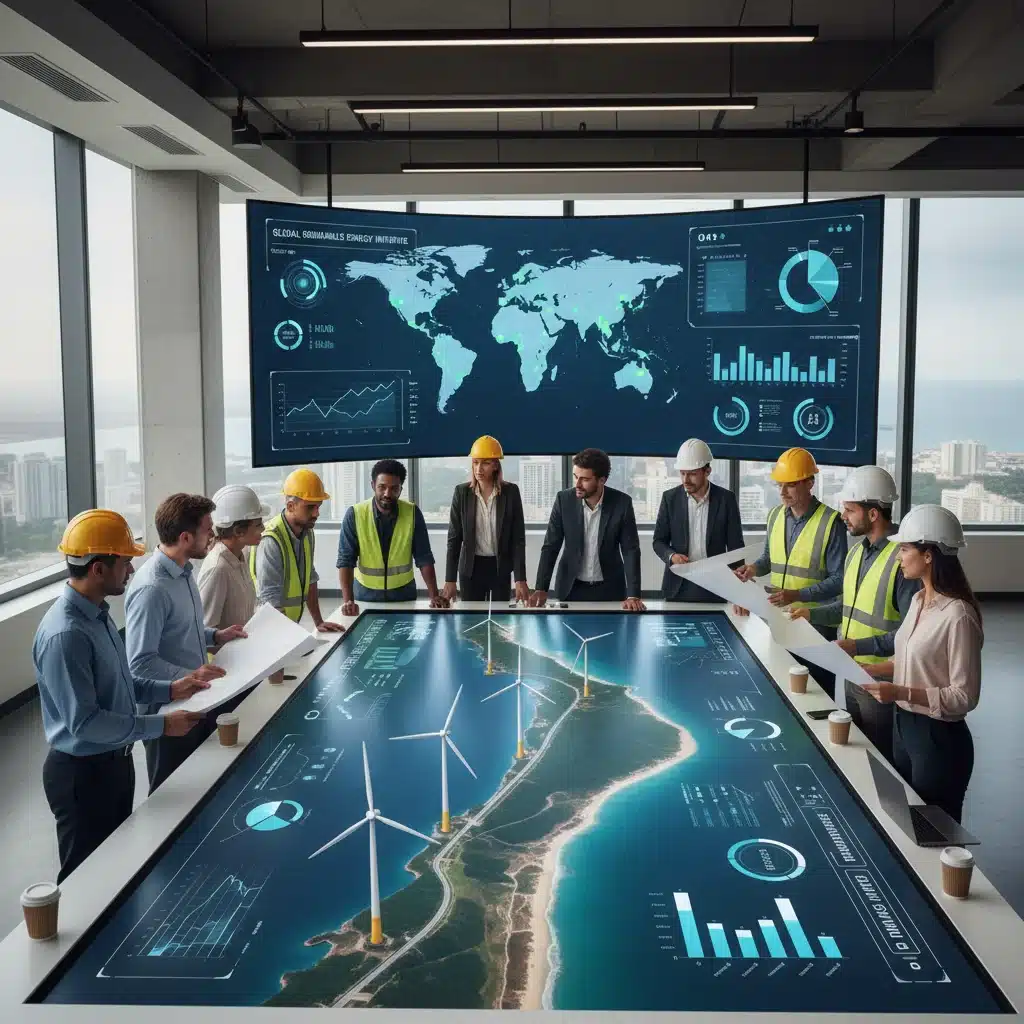 Équipe analysant des projets de transition énergétique et de financement