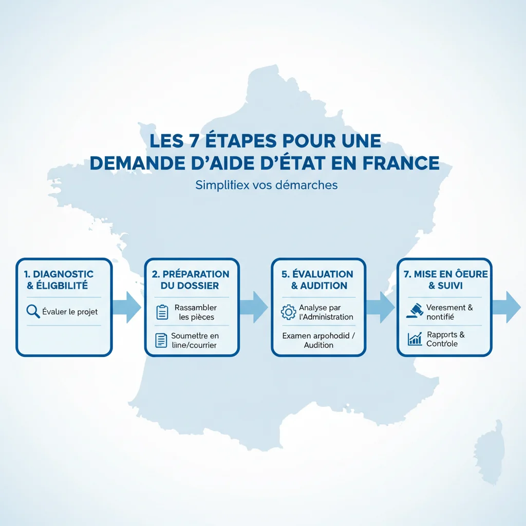 Infographie des 7 étapes clés pour déposer un dossier d'aides d'État