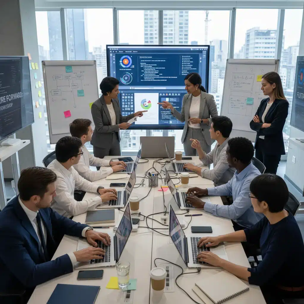Professionnels en formation sur les compétences numériques, illustrant l'importance de l'apprentissage continu et de la montée en compétences pour le marché du travail français en 2026.
