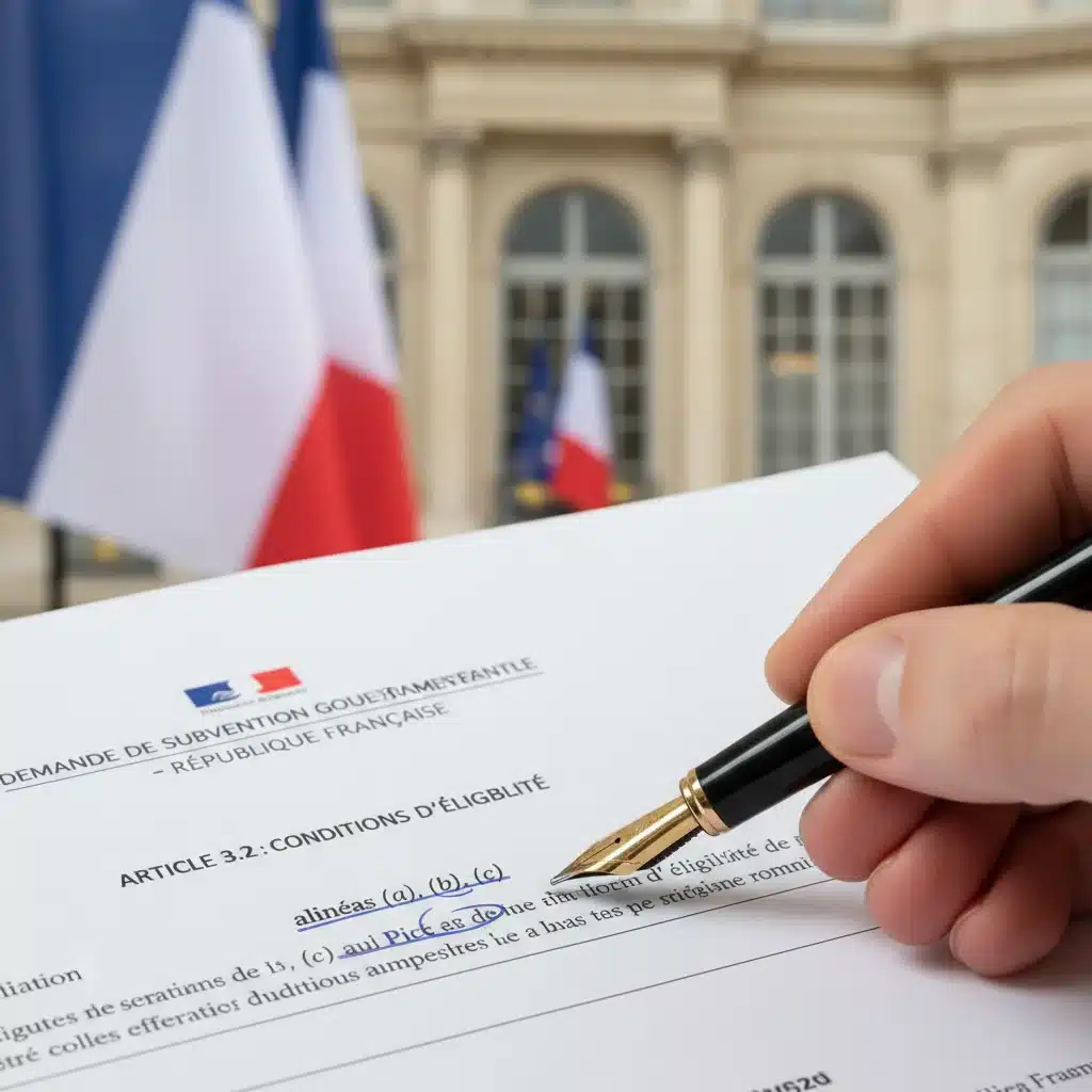 Main indiquant des clauses importantes sur un formulaire de demande d'aide d'État pour startups, en France.