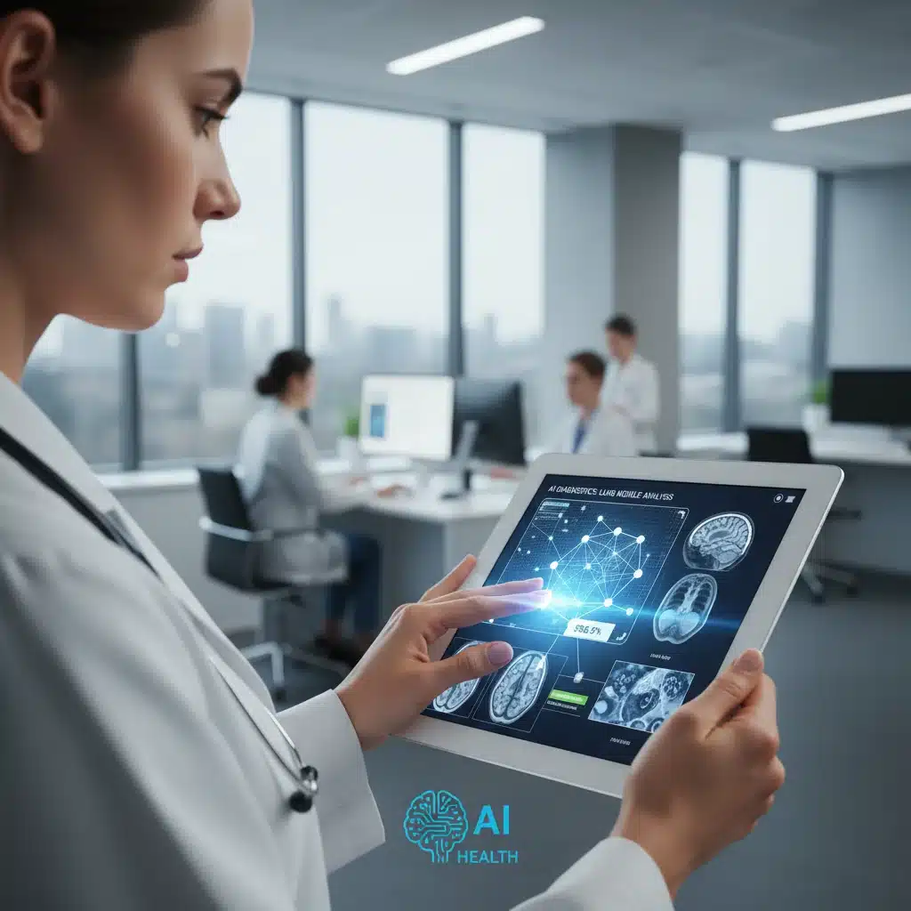 Médecin utilisant l'IA pour le diagnostic médical en France