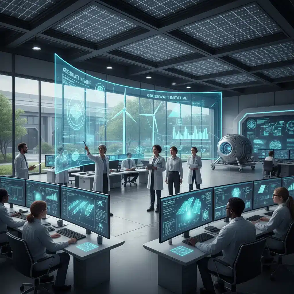 Chercheurs développant des technologies d'énergie renouvelable innovantes